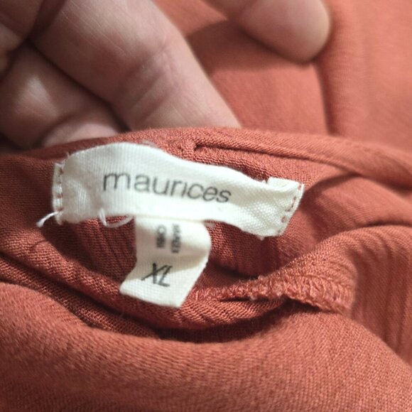 Maurices Terracota Rust Open Front Boho Floral Cut Out Bell Sleeve Cardigan - Picture 7 of 7